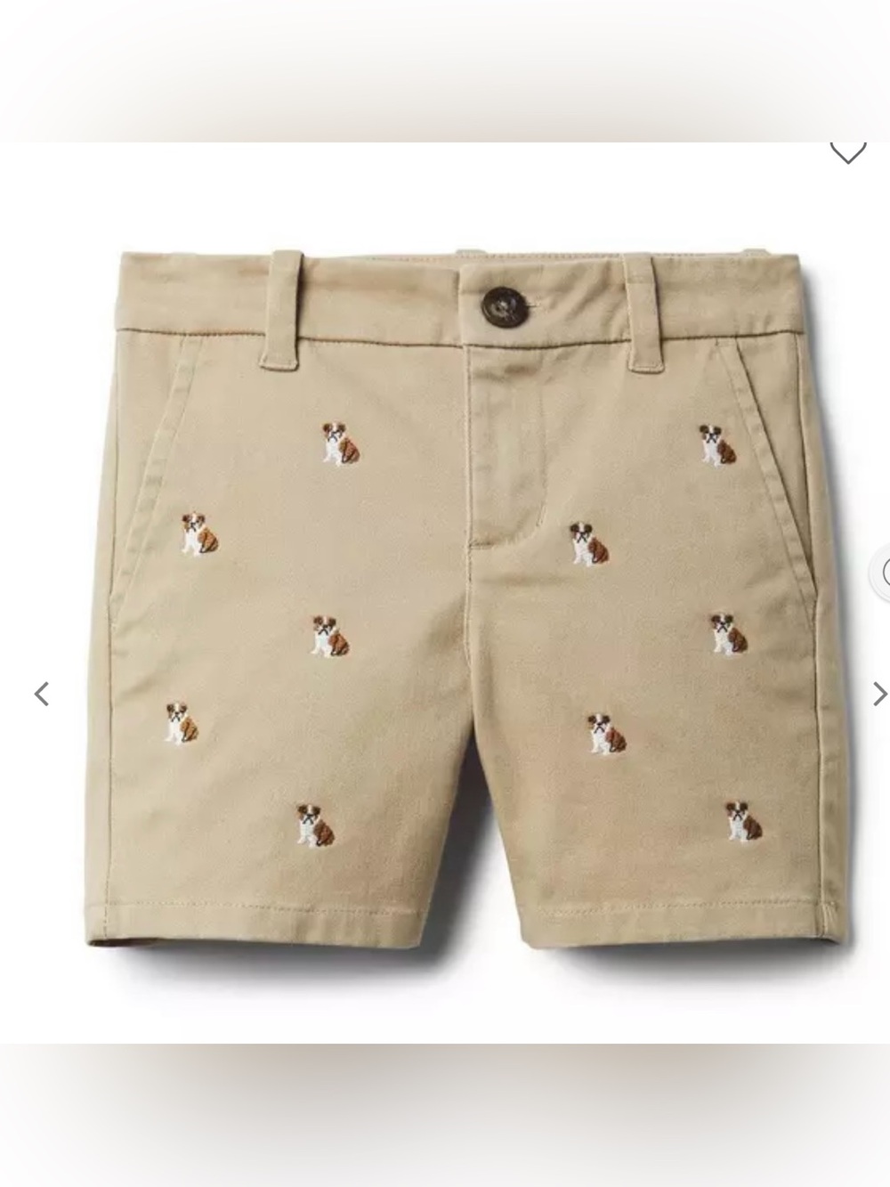 Janie and Jack Embroidered Dog Stretch Twill Shorts